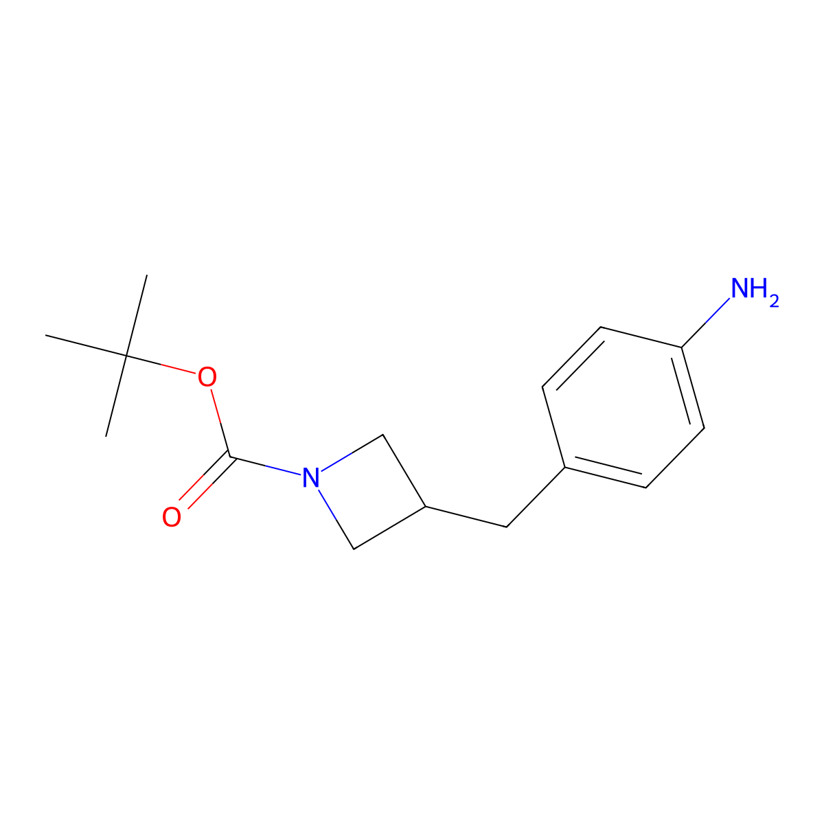Tert-butyl 3-[(4-aminophenyl)methyl]azetidine-1-carboxylate molecular structure, CAS 1203686-36-5