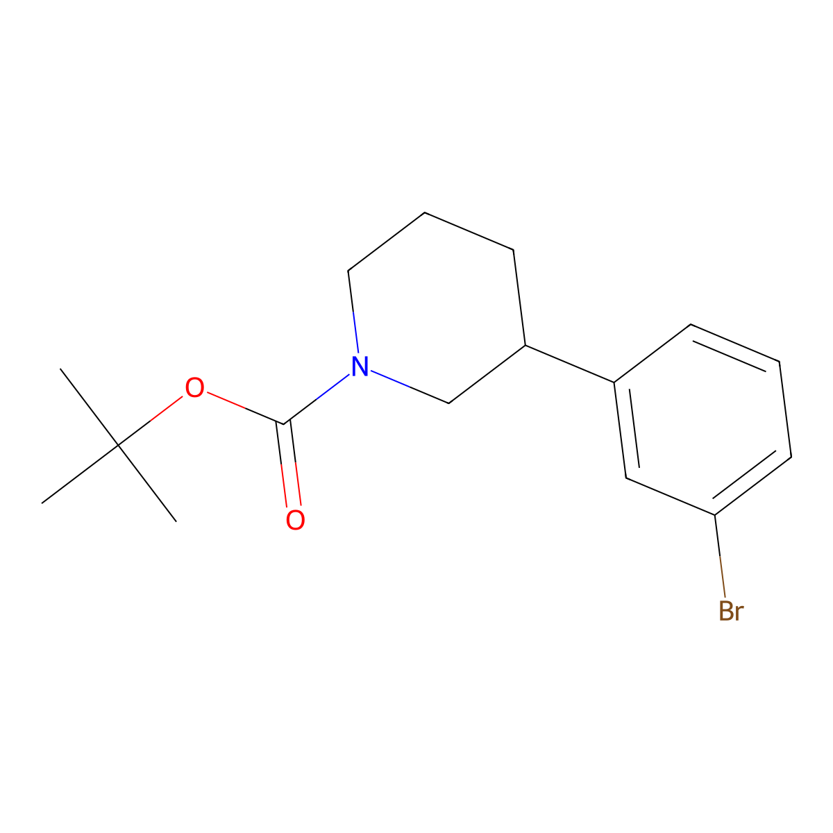 Tert-butyl 3-(3-bromophenyl)piperidine-1-carboxylate molecular structure, CAS 1203686-41-2
