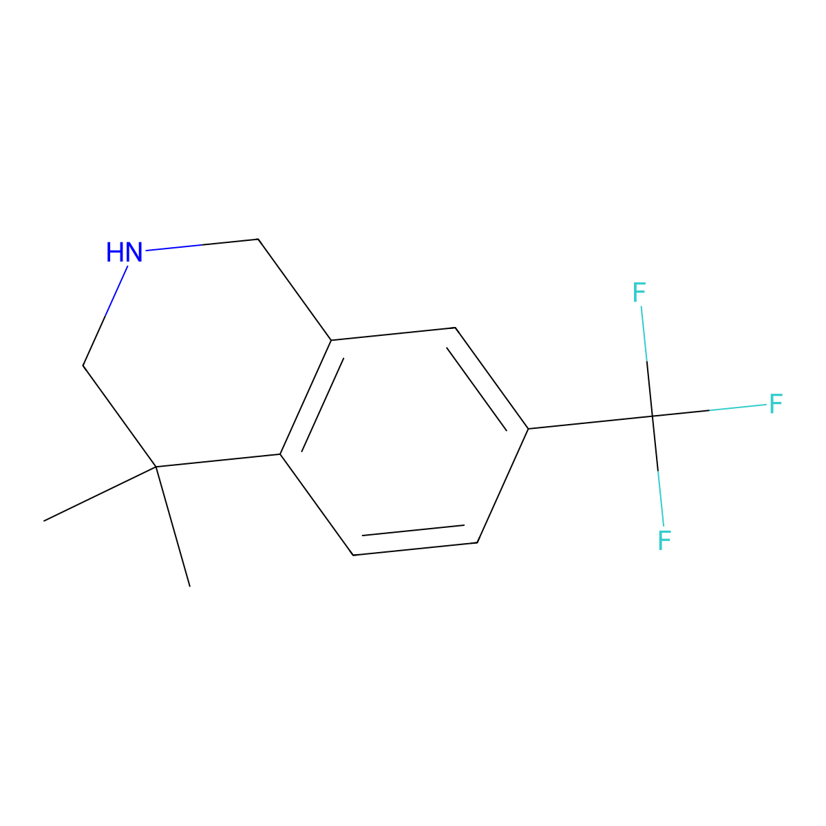 4,4-Dimethyl-7-(trifluoromethyl)-1,2,3,4-tetrahydroisoquinoline molecular structure, CAS 1203686-61-6