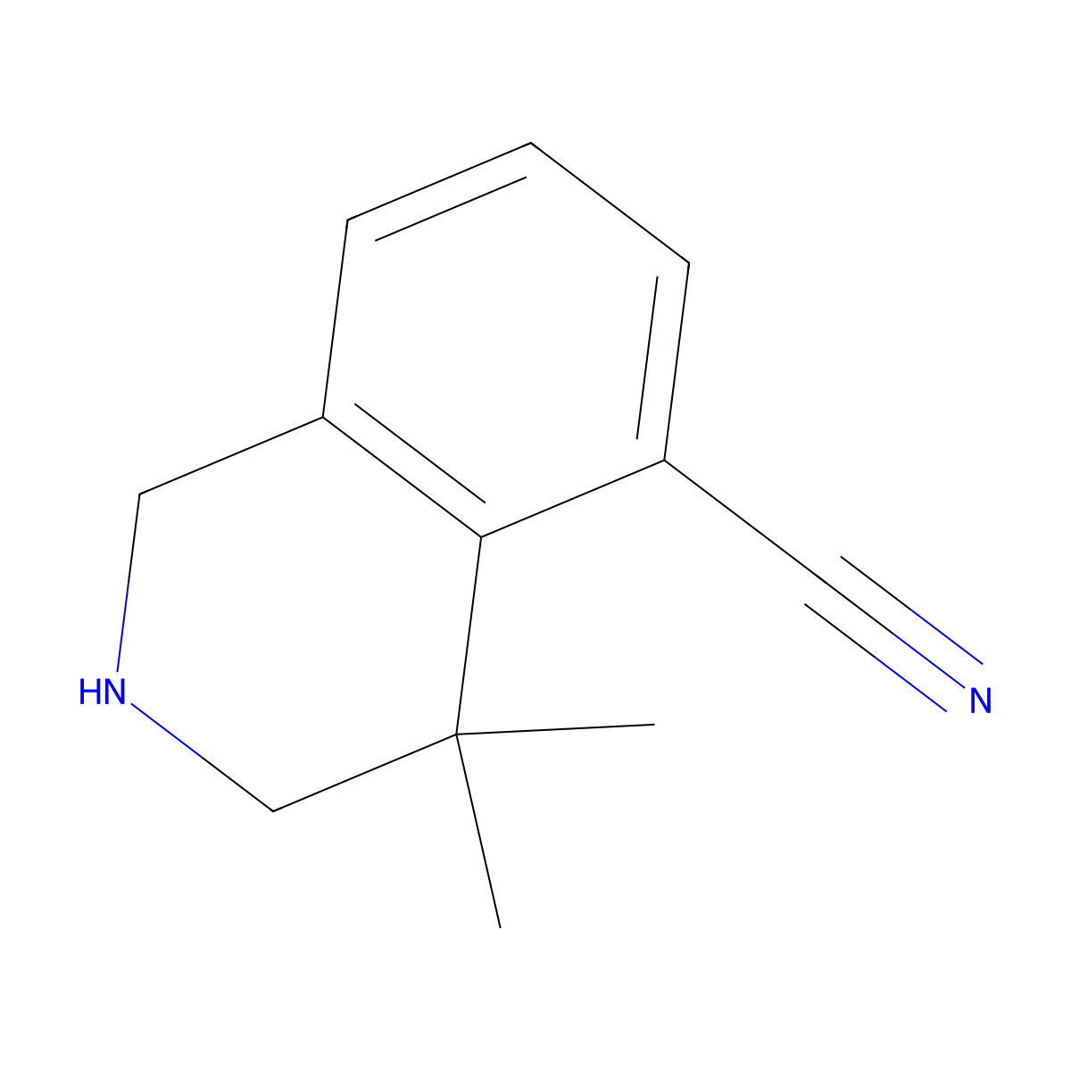 4,4-Dimethyl-1,2,3,4-tetrahydroisoquinoline-5-carbonitrile molecular structure, CAS 1203686-62-7