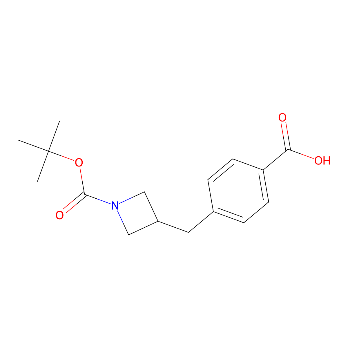 4-((1-((Tert-butoxy)carbonyl)azetidin-3-yl)methyl)benzoic acid molecular structure, CAS 1203686-70-7