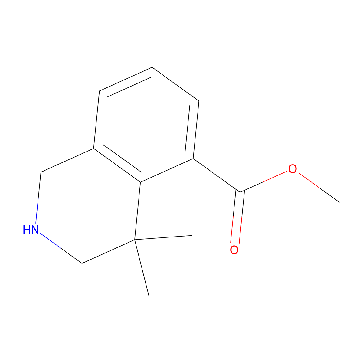 Methyl 4,4-dimethyl-1,2,3,4-tetrahydroisoquinoline-5-carboxylate molecular structure, CAS 1203686-88-7