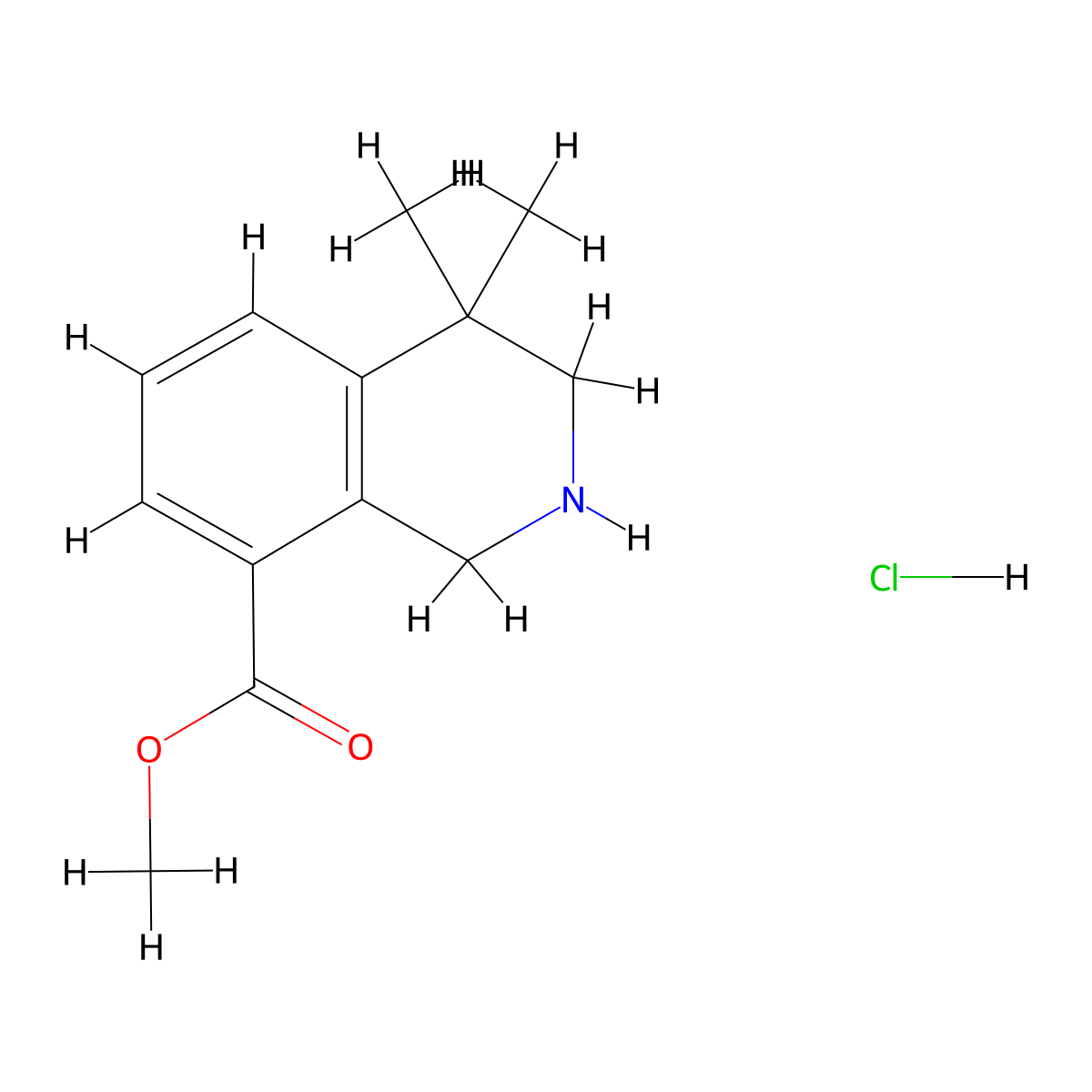 Methyl 4,4-dimethyl-1,2,3,4-tetrahydroisoquinoline-8-carboxylate hydrochloride molecular structure, CAS 1203686-89-8