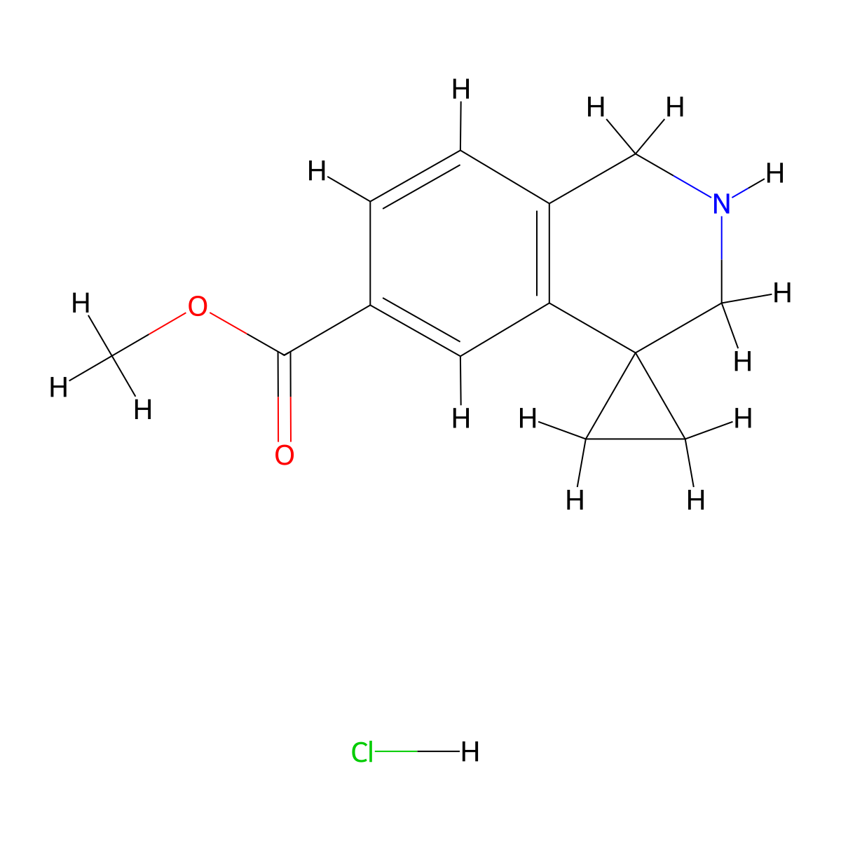 methyl 2',3'-dihydro-1'H-spiro[cyclopropane-1,4'-isoquinoline]-6'-carboxylate hydrochloride molecular structure, CAS 1203686-90-1
