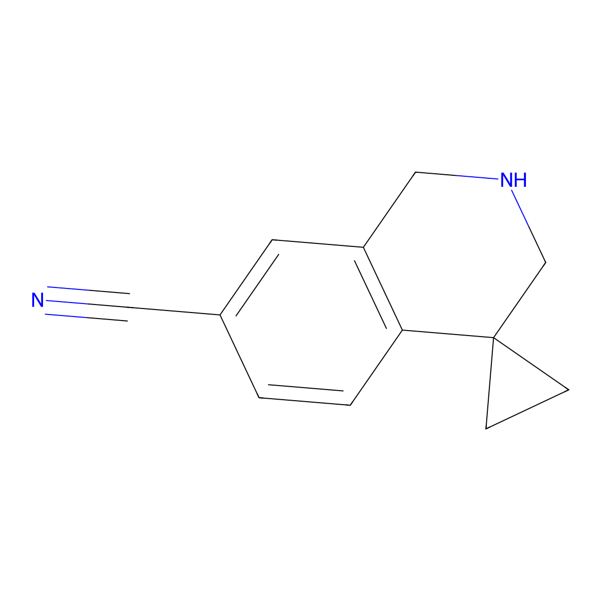 2',3'-dihydro-1'H-spiro[cyclopropane-1,4'-isoquinoline]-7'-carbonitrile molecular structure, CAS 1203686-91-2