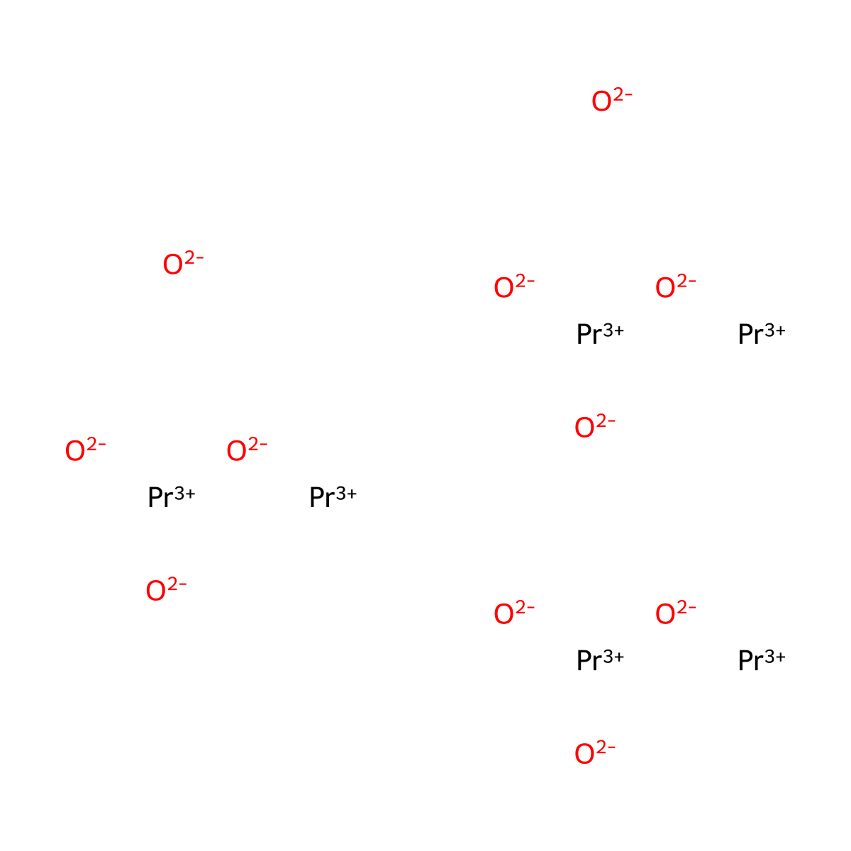 Praseodymium oxide (Pr6O11) molecular structure, CAS 12037-29-5