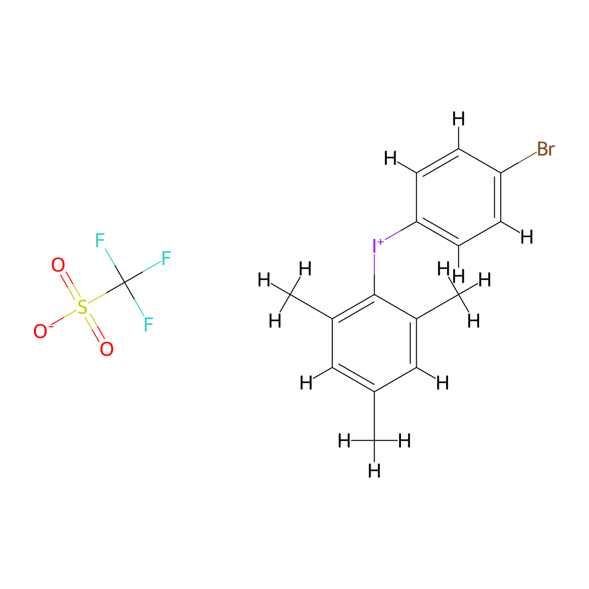 (4-Bromophenyl)(mesityl)iodonium trifluoromethanesulfonate molecular structure, CAS 1203709-75-4