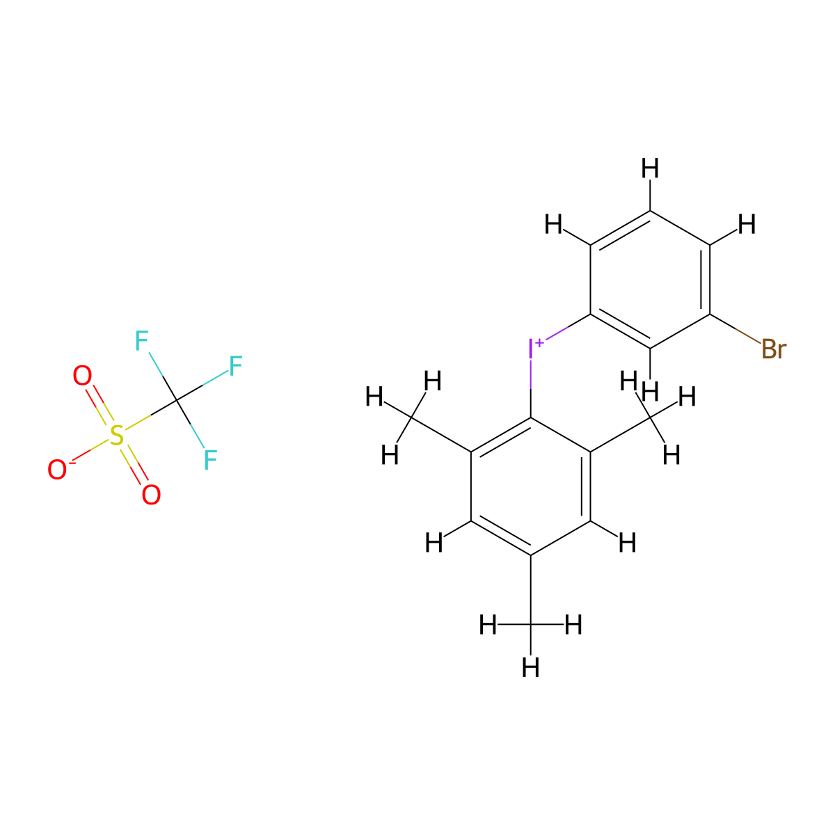 (3-Bromophenyl)(mesityl)iodonium Trifluoromethanesulfonate molecular structure, CAS 1203709-76-5