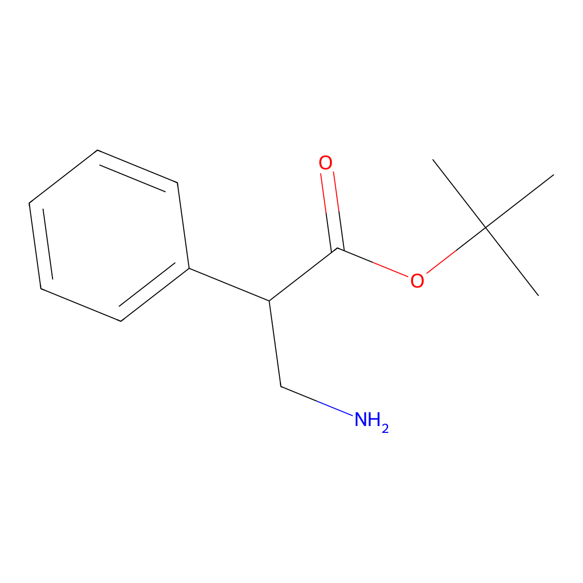 Tert-butyl 3-amino-2-phenylpropanoate molecular structure, CAS 120378-15-6