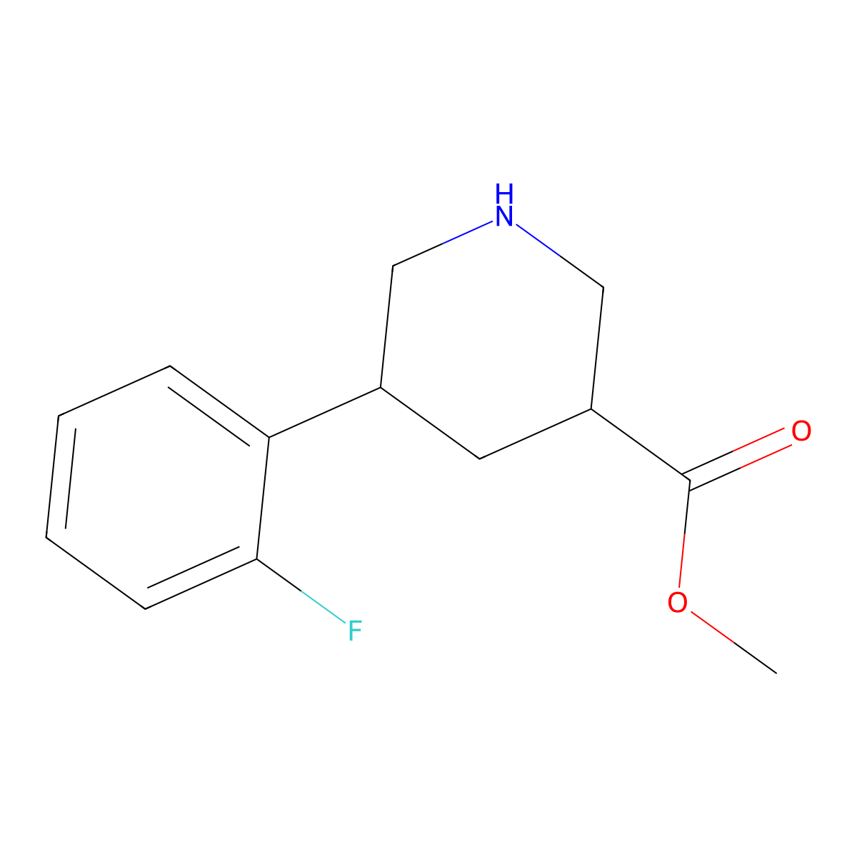 Methyl 5-(2-fluorophenyl)piperidine-3-carboxylate molecular structure, CAS 1203796-73-9