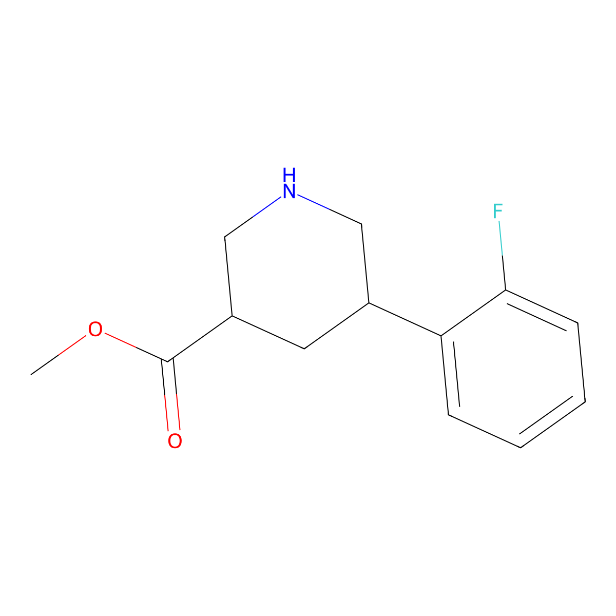 Methyl 5-(2-fluorophenyl)piperidine-3-carboxylate molecular structure, CAS 1203796-73-9