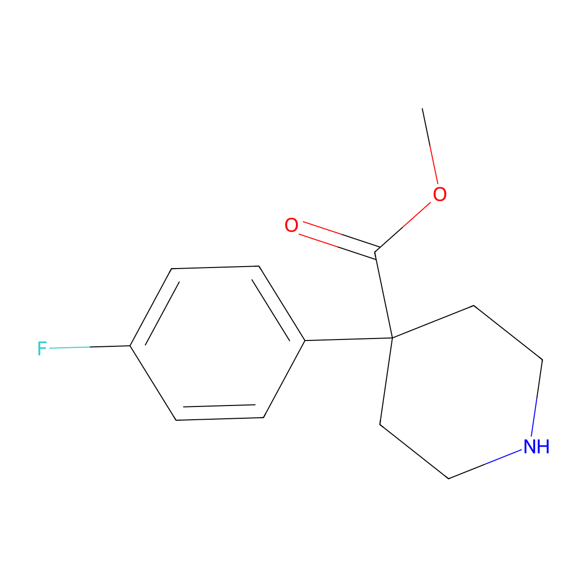 Methyl 4-(4-fluorophenyl)piperidine-4-carboxylate molecular structure, CAS 1203797-08-3