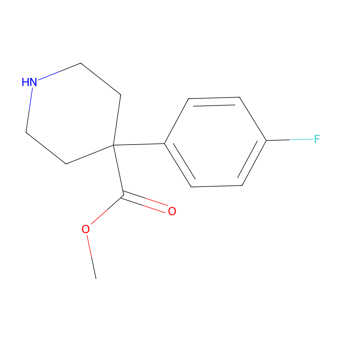 Methyl 4-(4-fluorophenyl)piperidine-4-carboxylate molecular structure, CAS 1203797-08-3