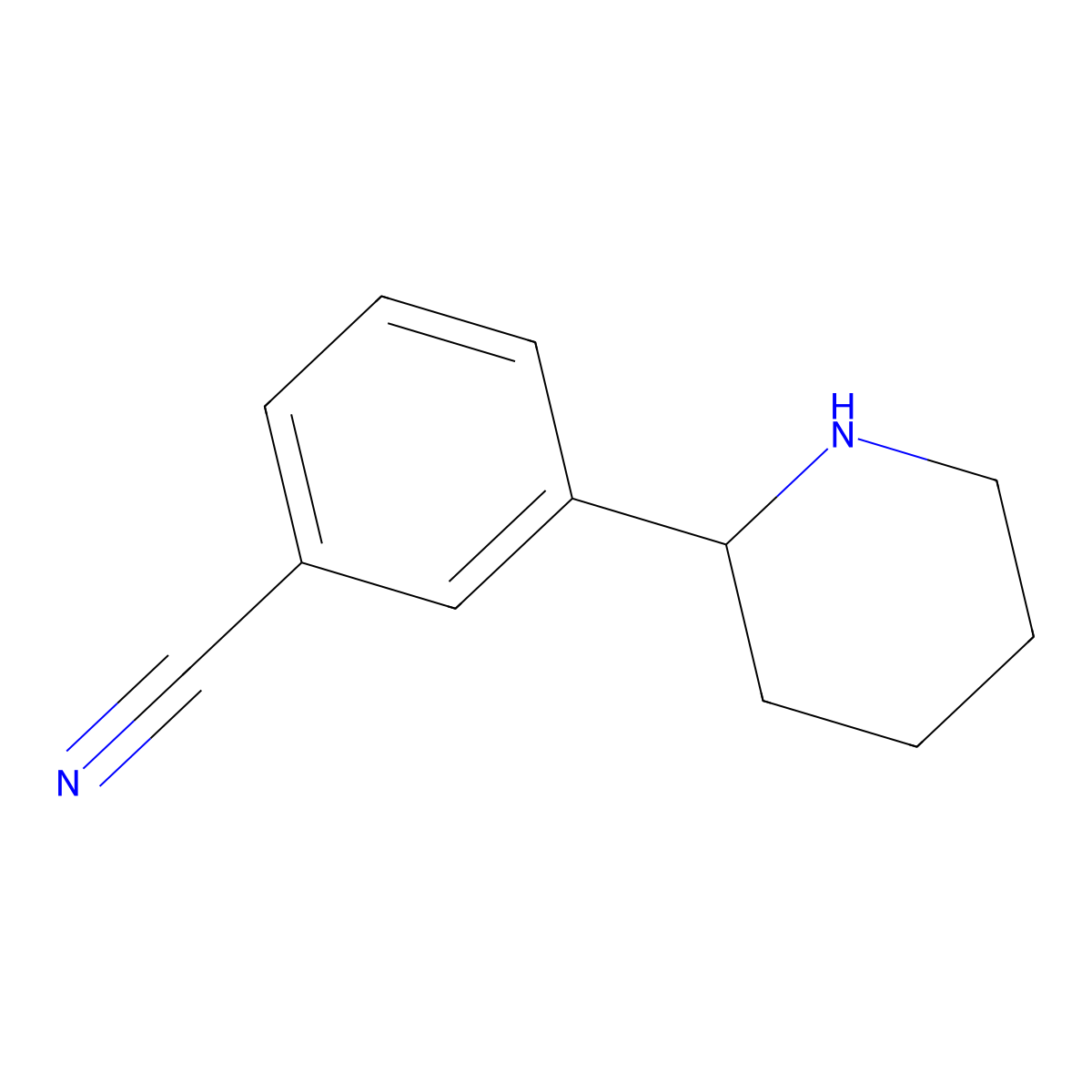 3-(Piperidin-2-yl)benzonitrile molecular structure, CAS 1203798-00-8