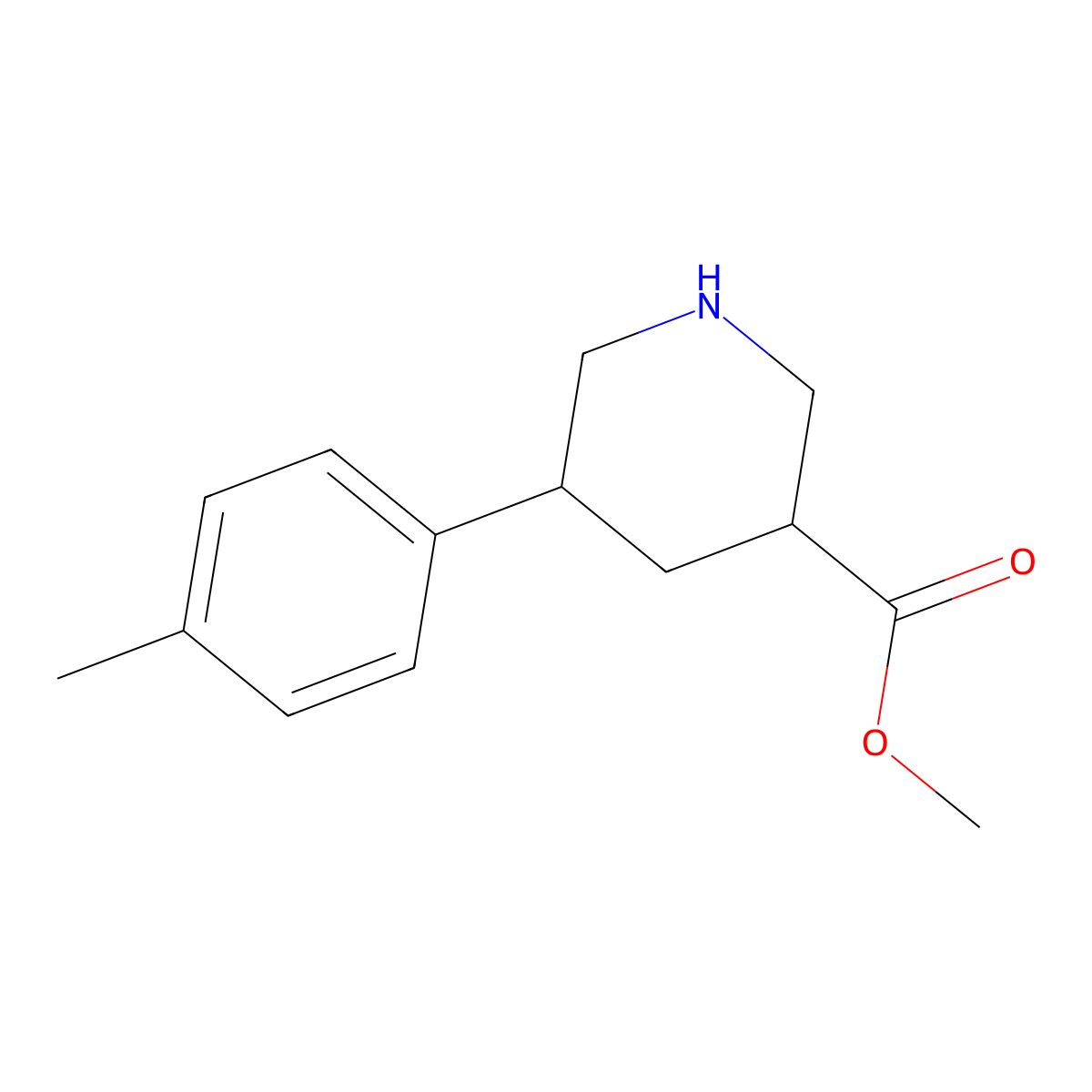 Methyl 5-(4-methylphenyl)piperidine-3-carboxylate molecular structure, CAS 1203798-88-2