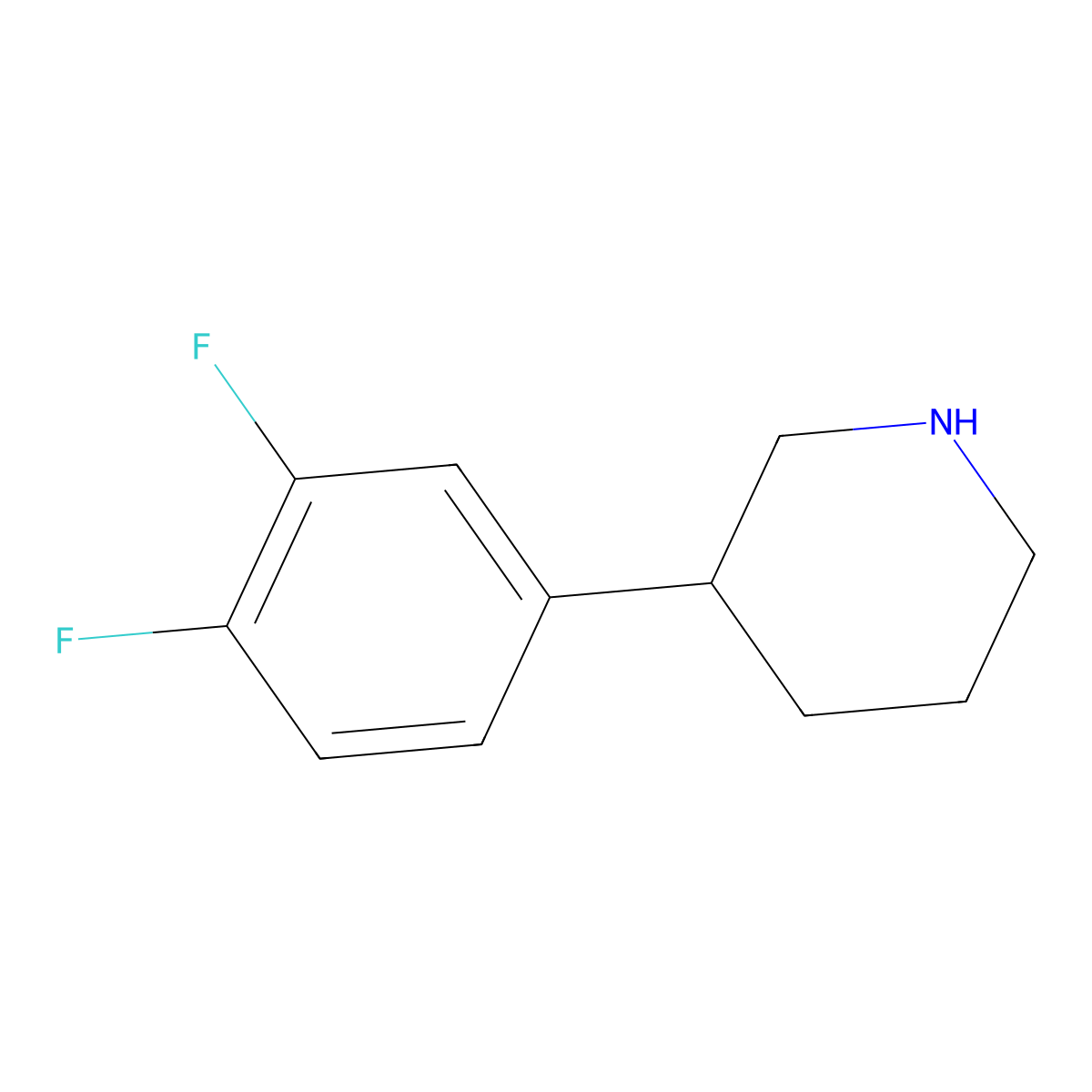 3-(3,4-Difluorophenyl)piperidine molecular structure, CAS 1203798-94-0