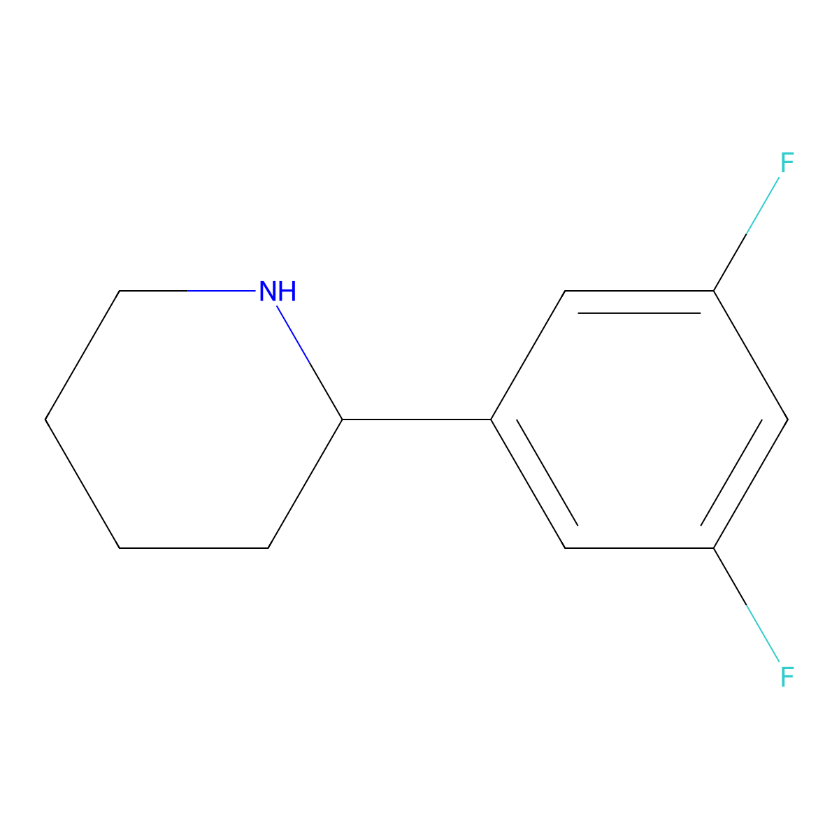 2-(3,5-Difluorophenyl)piperidine molecular structure, CAS 1203799-01-2