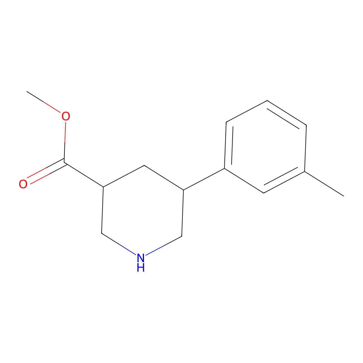 Methyl 5-(3-methylphenyl)piperidine-3-carboxylate molecular structure, CAS 1203799-08-9