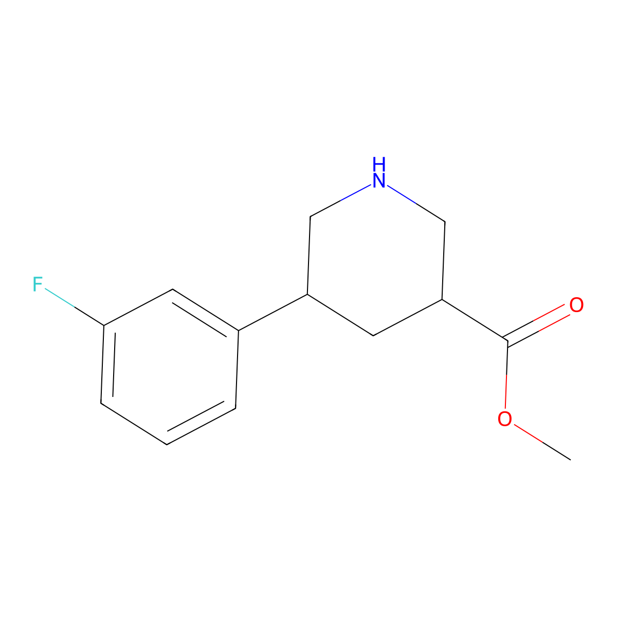 Methyl 5-(3-fluorophenyl)piperidine-3-carboxylate molecular structure, CAS 1203799-11-4