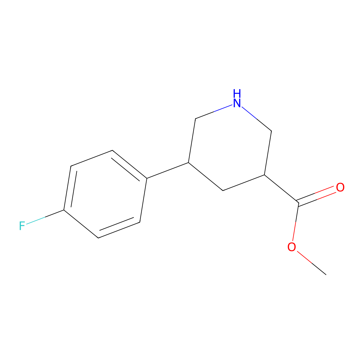 Methyl 5-(4-fluorophenyl)piperidine-3-carboxylate molecular structure, CAS 1203799-16-9