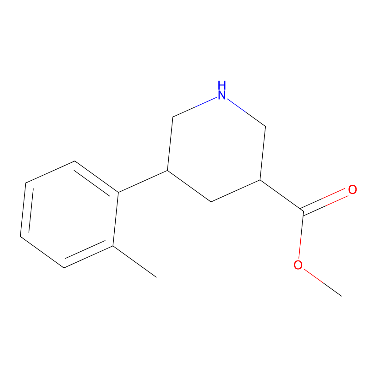 Methyl 5-(2-methylphenyl)piperidine-3-carboxylate molecular structure, CAS 1203799-22-7