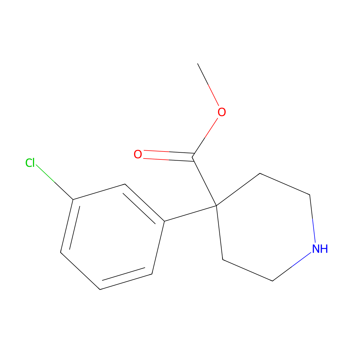 Methyl 4-(3-chlorophenyl)piperidine-4-carboxylate molecular structure, CAS 1203799-32-9