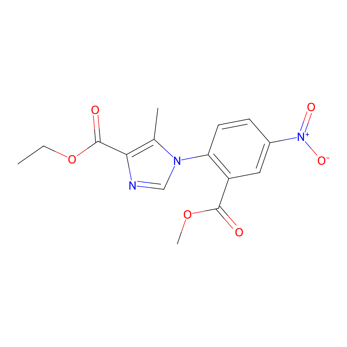 Ethyl 1-(2-(methoxycarbonyl)-4-nitrophenyl)-5-methyl-1H-imidazole-4-carboxylate molecular structure, CAS 1203852-75-8