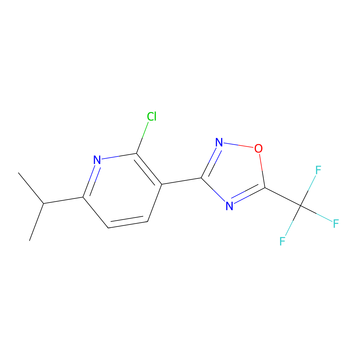 2-Chloro-6-isopropyl-3-[5-(trifluoromethyl)-1,2,4-oxadiazol-3-yl]pyridine molecular structure, CAS 1203897-93-1