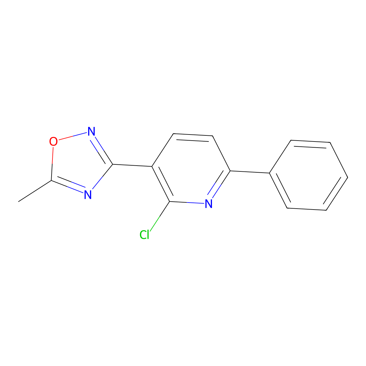 2-Chloro-3-(5-methyl-1,2,4-oxadiazol-3-yl)-6-phenylpyridine molecular structure, CAS 1203898-07-0