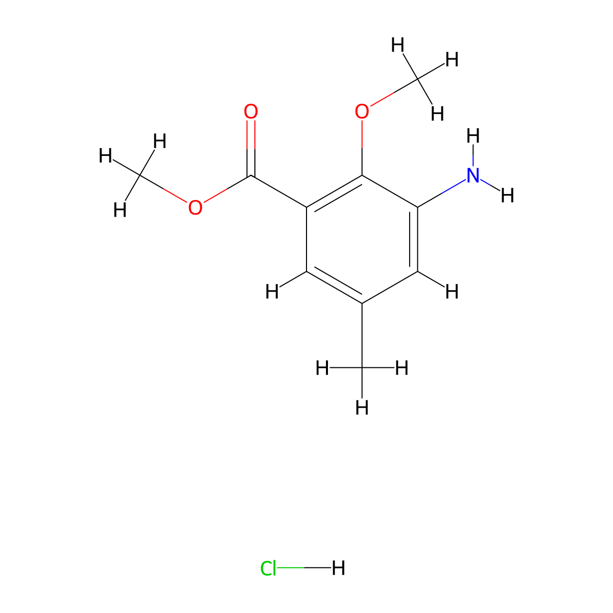 Methyl 3-amino-2-methoxy-5-methylbenzoate hydrochloride molecular structure, CAS 1203898-09-2