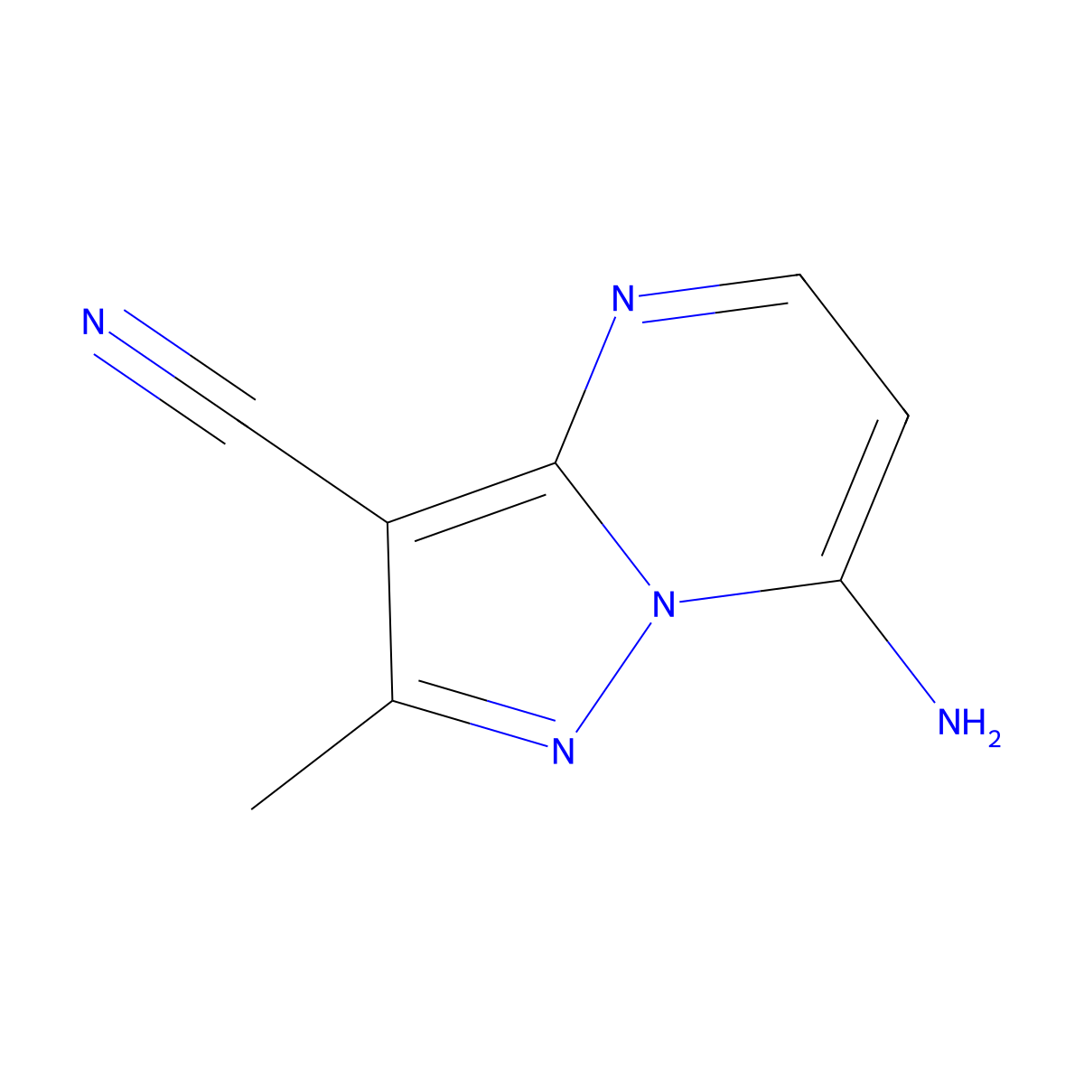 7-Amino-2-methylpyrazolo[1,5-a]pyrimidine-3-carbonitrile molecular structure, CAS 1203898-13-8