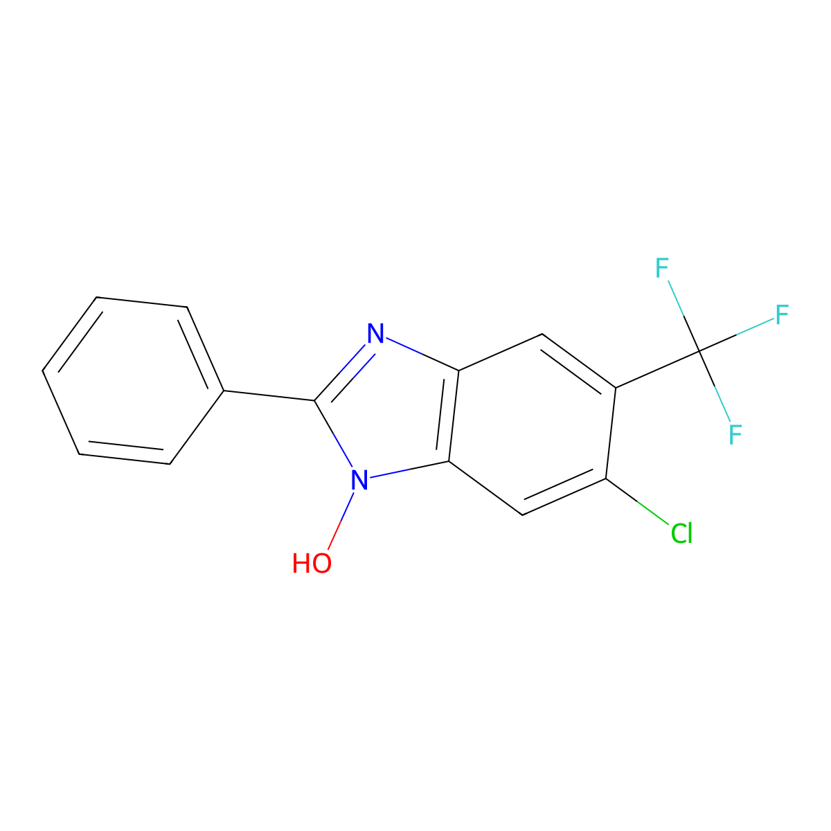 6-chloro-2-phenyl-5-(trifluoromethyl)-1H-1,3-benzimidazol-1-ol molecular structure, CAS 1203898-20-7