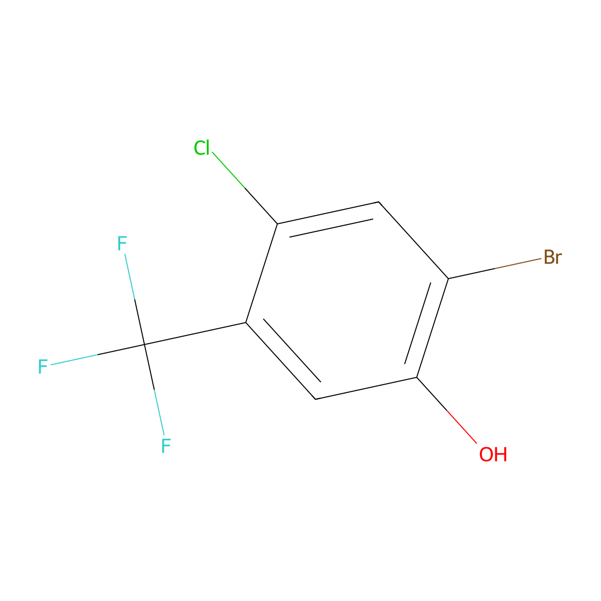 2-Bromo-4-chloro-5-(trifluoromethyl)phenol molecular structure, CAS 1203898-21-8