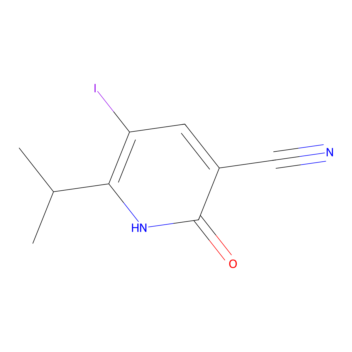 5-Iodo-6-isopropyl-2-oxo-1,2-dihydro-3-pyridinecarbonitrile molecular structure, CAS 1203898-26-3