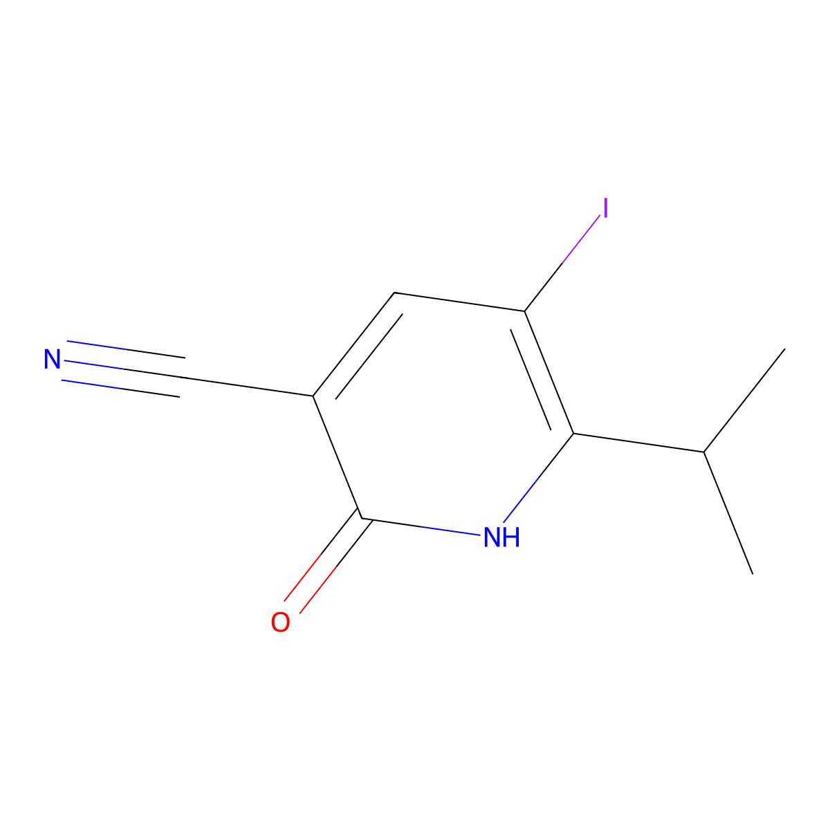 5-Iodo-6-isopropyl-2-oxo-1,2-dihydro-3-pyridinecarbonitrile molecular structure, CAS 1203898-26-3