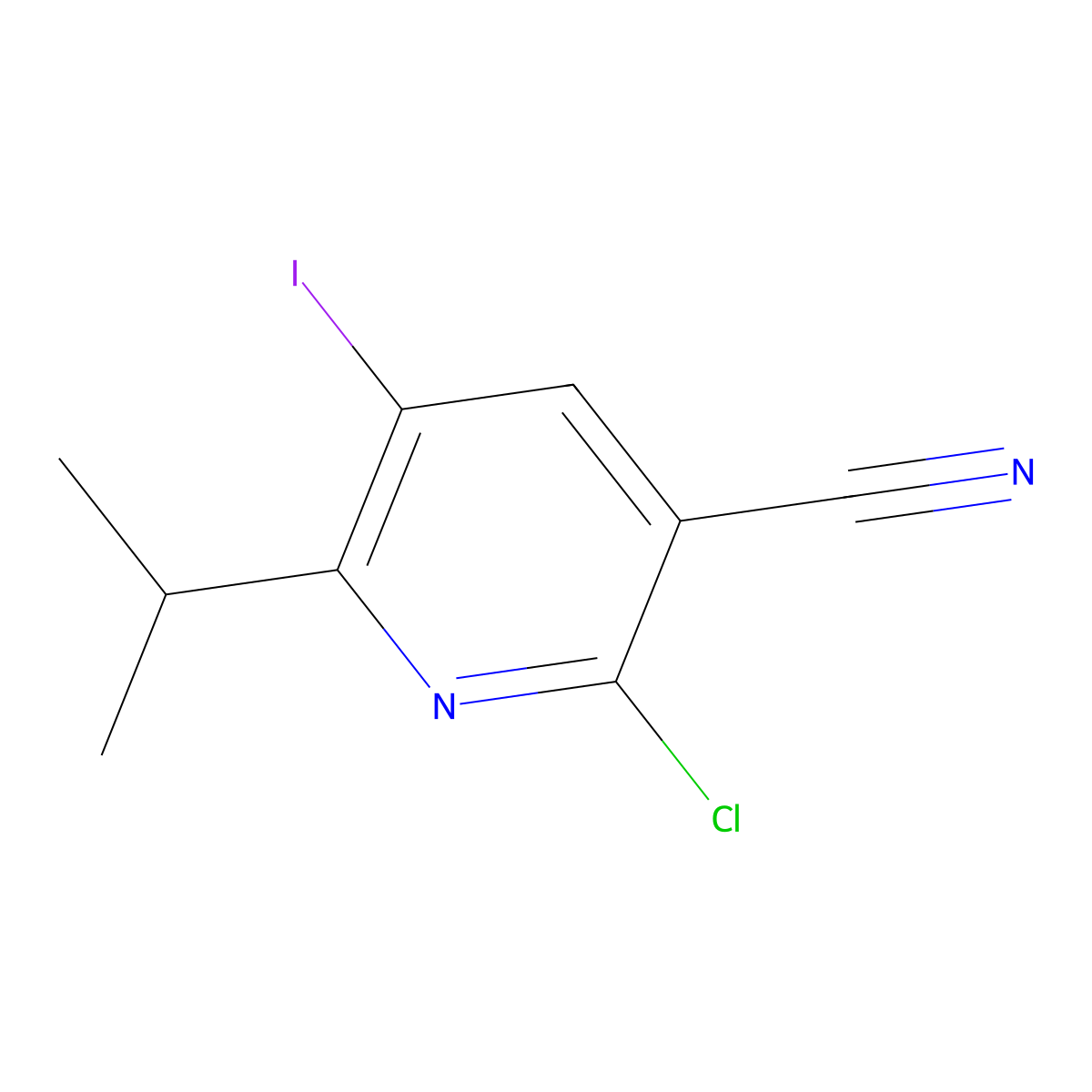 2-Chloro-5-iodo-6-isopropylnicotinonitrile molecular structure, CAS 1203898-30-9