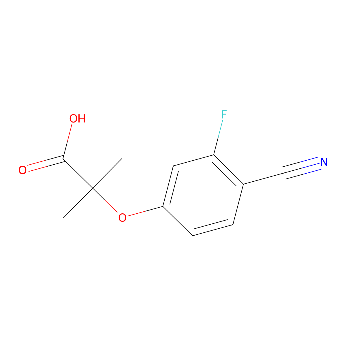 Propanoic acid, 2-(4-cyano-3-fluorophenoxy)-2-methyl- molecular structure, CAS 1203953-82-5