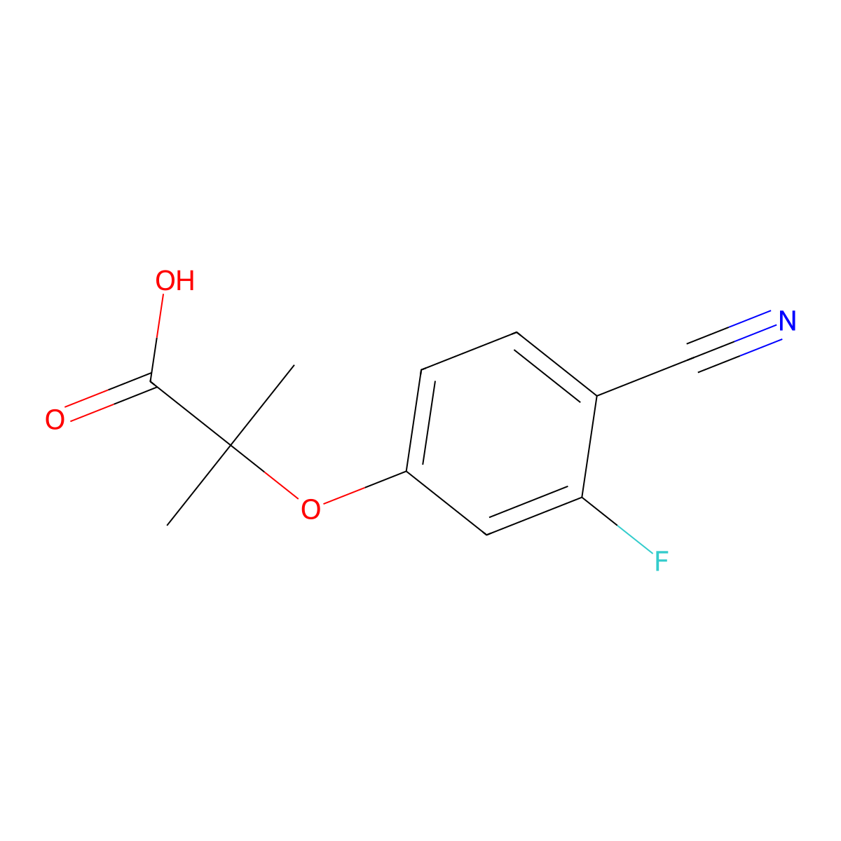 Propanoic acid, 2-(4-cyano-3-fluorophenoxy)-2-methyl- molecular structure, CAS 1203953-82-5