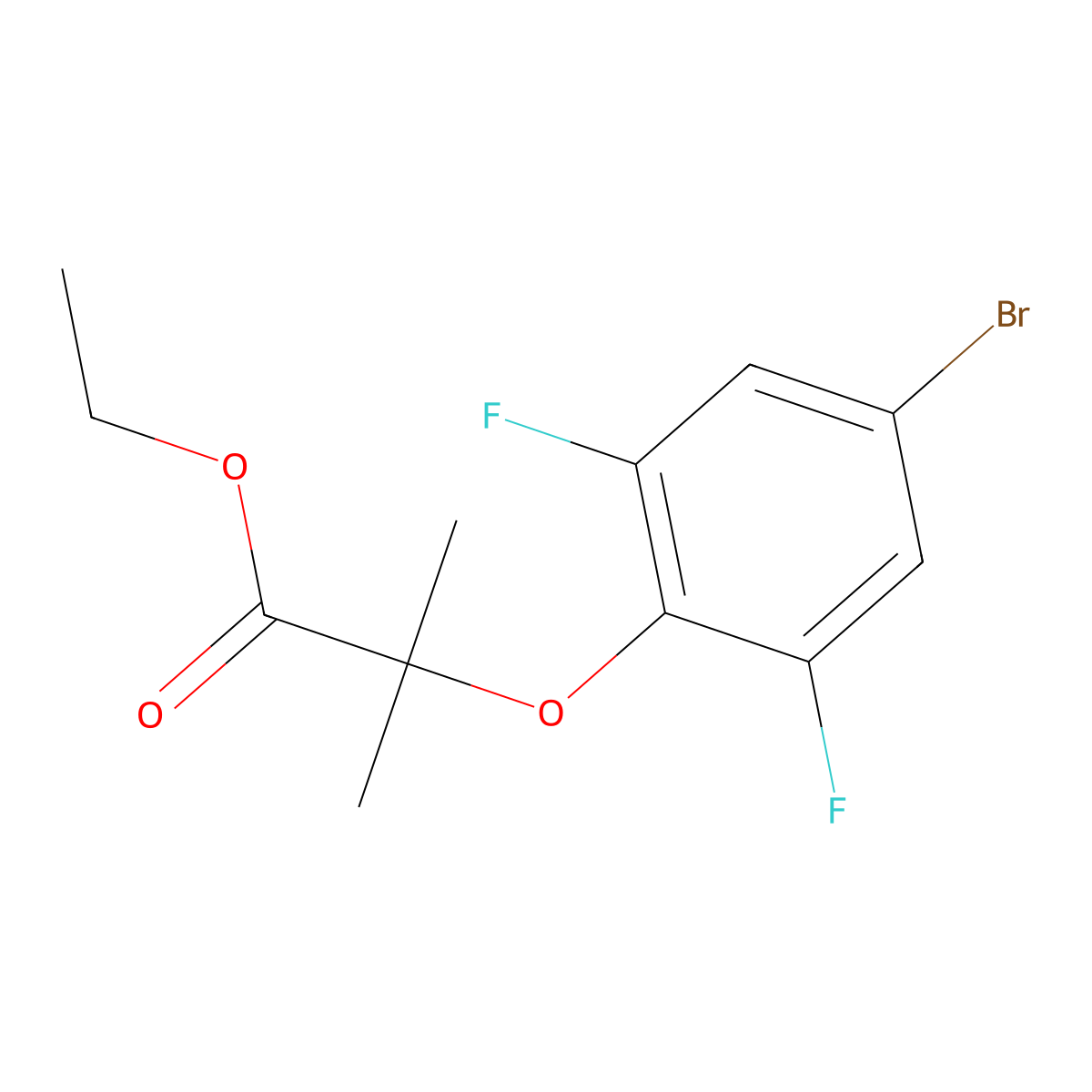 Ethyl 2-(4-bromo-2,6-difluorophenoxy)-2-methylpropanoate molecular structure, CAS 1203955-55-8