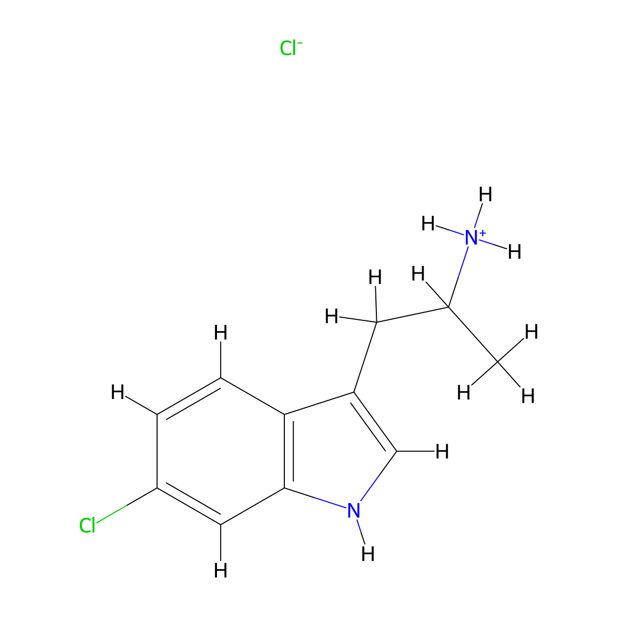 1-(6-Chloro-1H-indol-3-yl)propan-2-amine--hydrogen chloride (1/1) molecular structure, CAS 1204-05-3