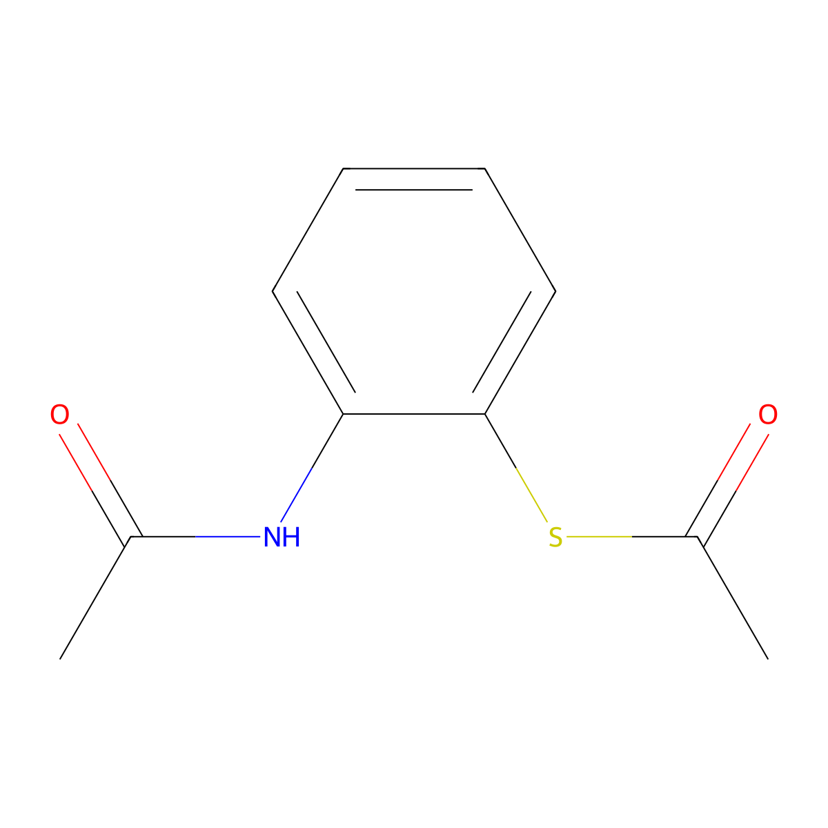 S-(2-acetamidophenyl) ethanethioate molecular structure, CAS 1204-55-3