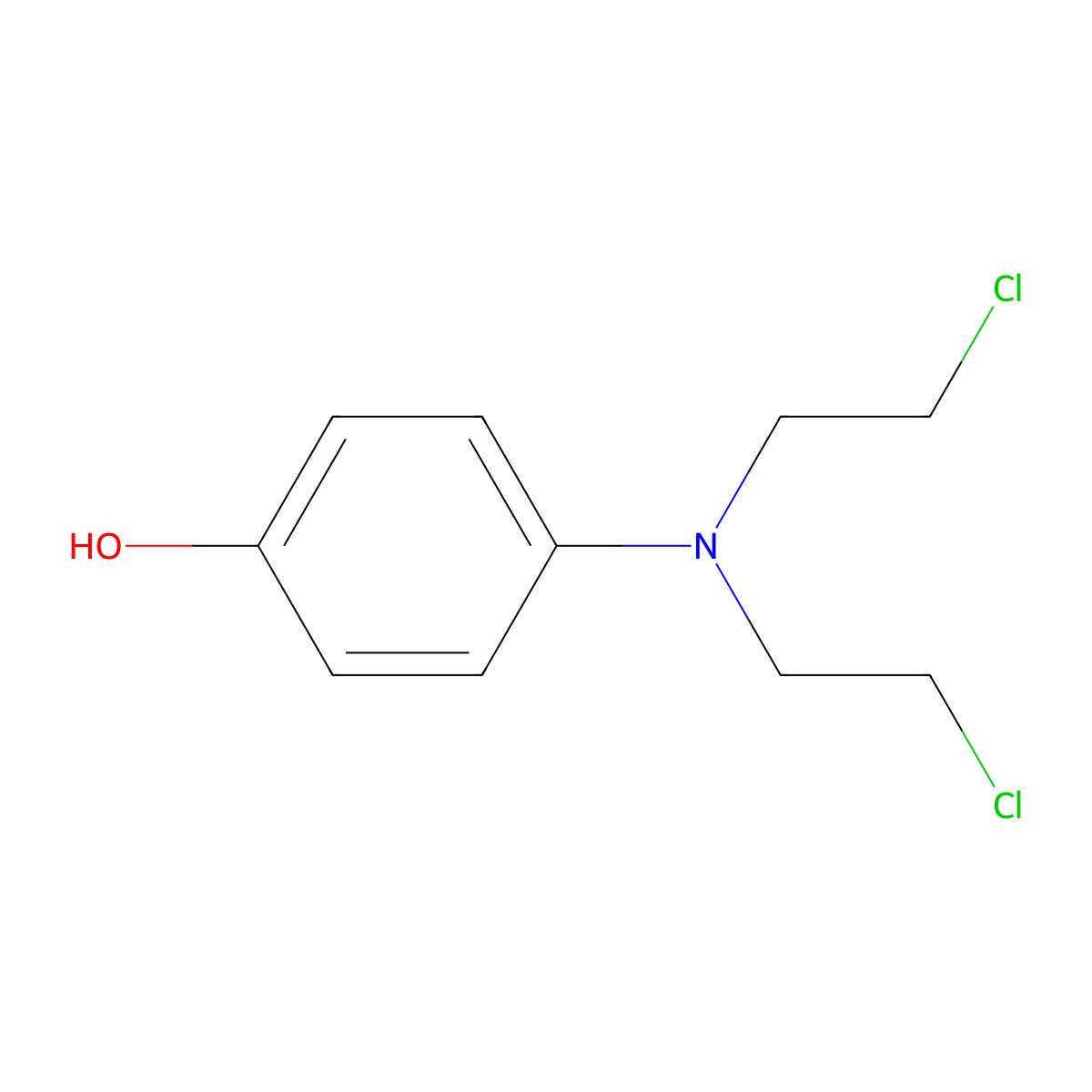 p-Hydroxyaniline mustard molecular structure, CAS 1204-69-9