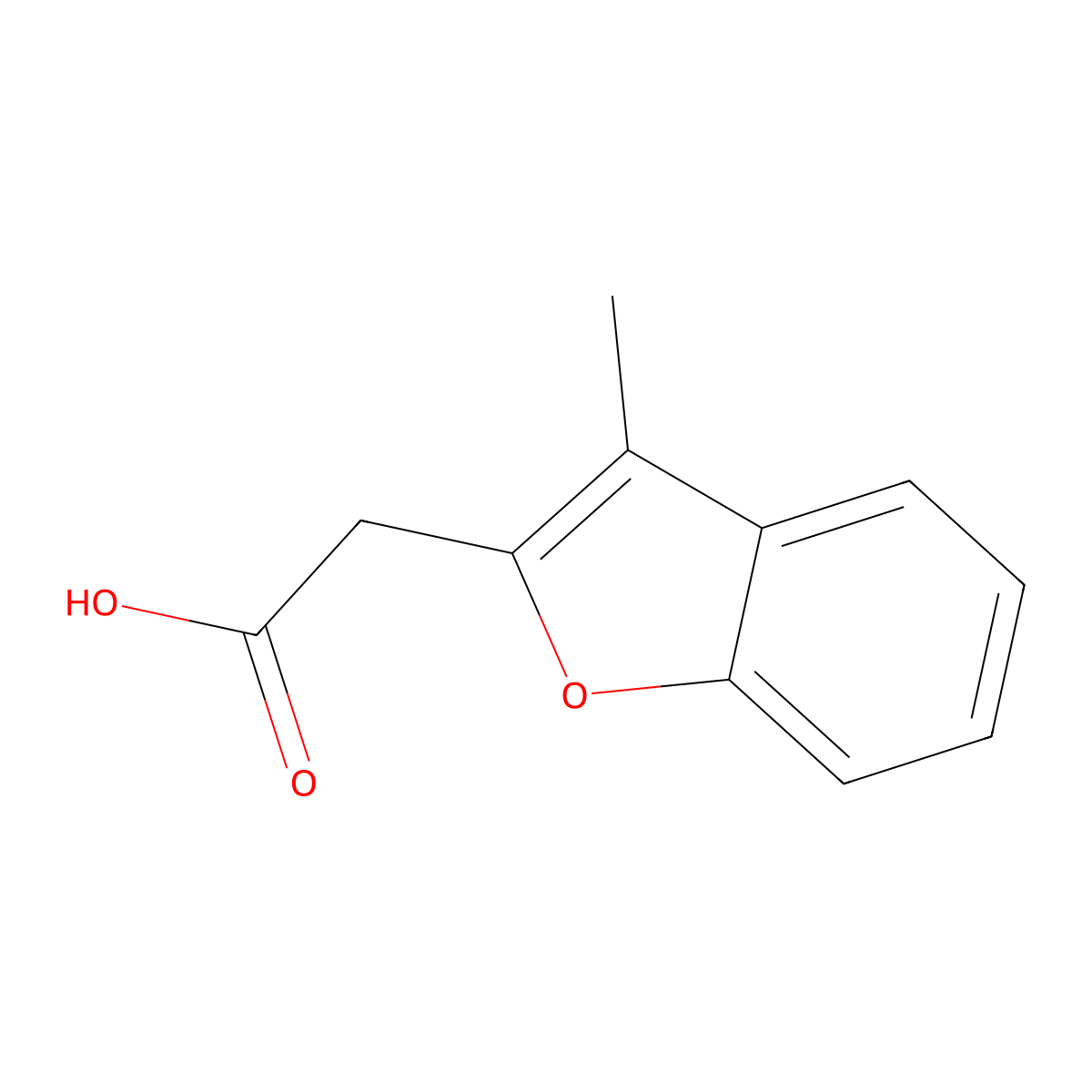 2-(3-Methylbenzofuran-2-yl)acetic acid molecular structure, CAS 1204-89-3
