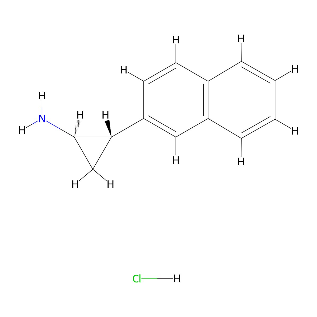 rac-(1R,2S)-2-(naphthalen-2-yl)cyclopropan-1-amine hydrochloride molecular structure, CAS 1204-95-1