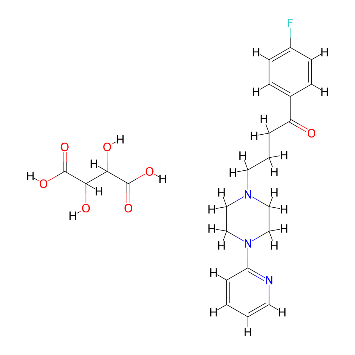Azaperone tartrate molecular structure, CAS 1204130-47-1