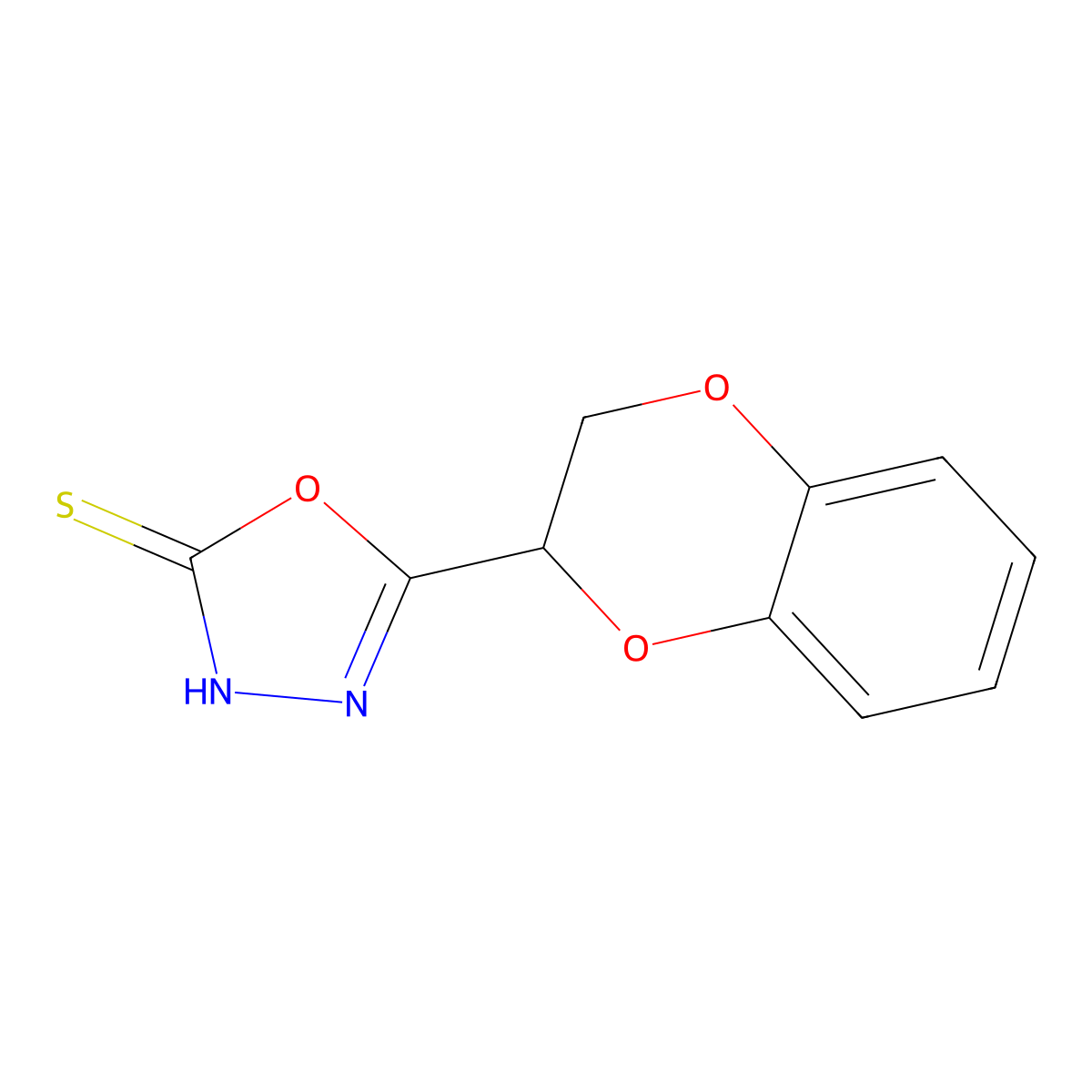 5-(2,3-Dihydro-1,4-benzodioxin-2-yl)-1,3,4-oxadiazole-2-thiol molecular structure, CAS 120423-45-2