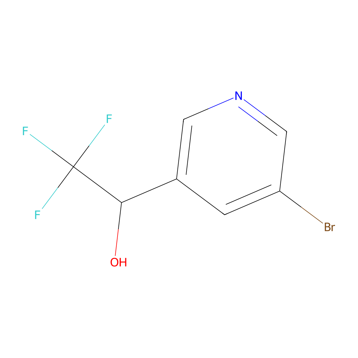 1-(5-Bromopyridin-3-yl)-2,2,2-trifluoroethan-1-ol molecular structure, CAS 1204234-60-5