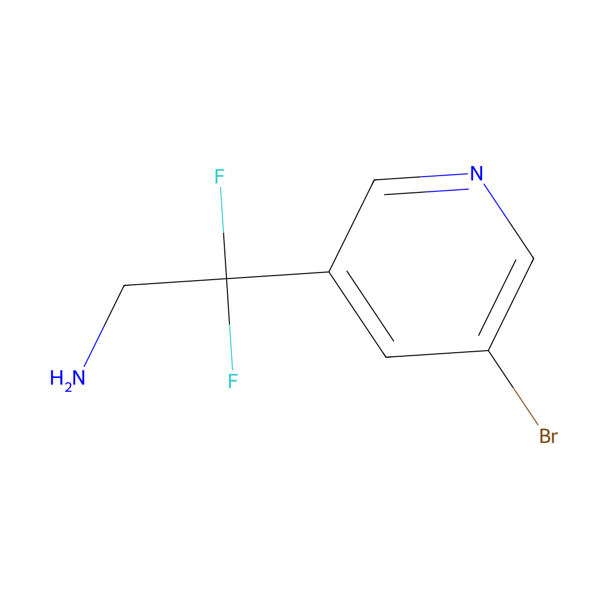 2-(5-Bromopyridin-3-yl)-2,2-difluoroethan-1-amine molecular structure, CAS 1204235-18-6