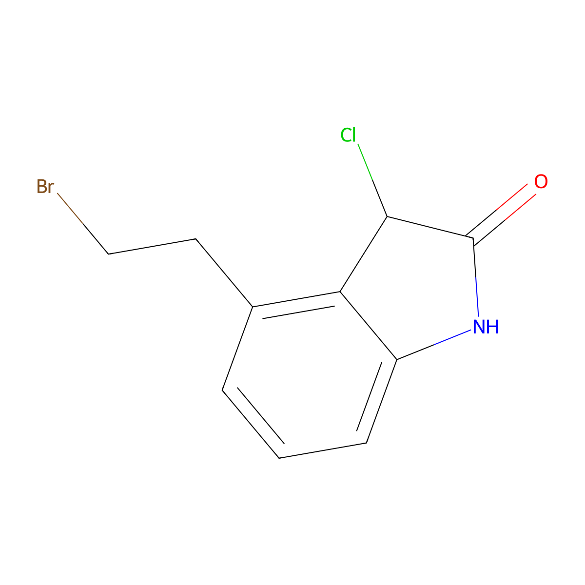 4-(2-Bromoethyl)-3-chloro-1,3-dihydro-2H-indol-2-one molecular structure, CAS 120427-95-4