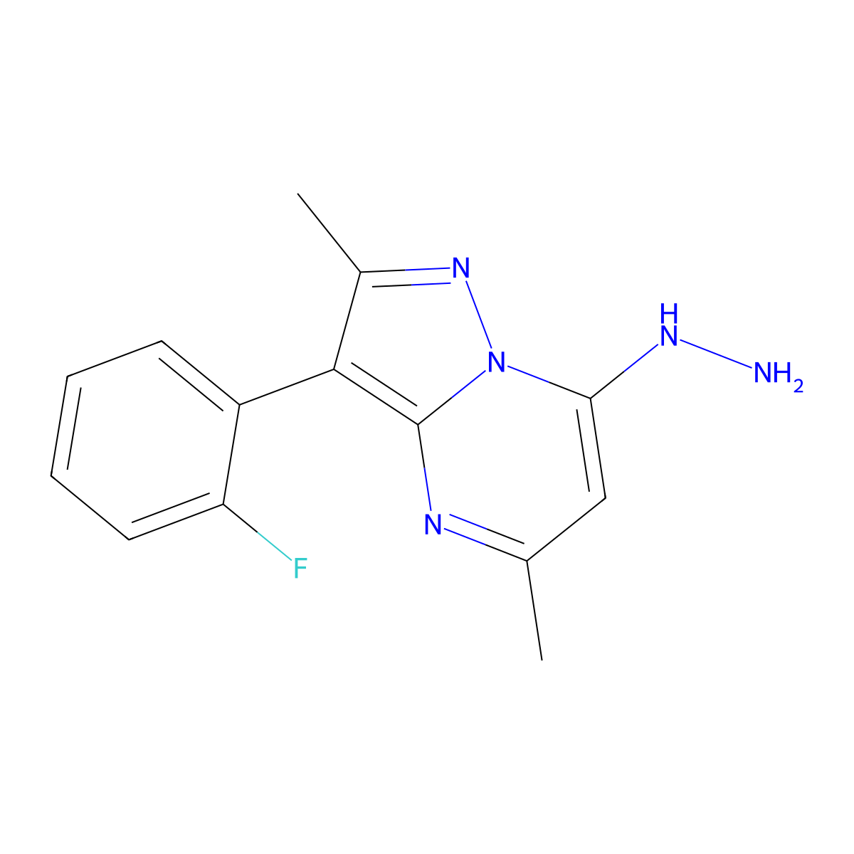 3-(2-Fluorophenyl)-7-hydrazino-2,5-dimethylpyrazolo[1,5-a]pyrimidine molecular structure, CAS 1204296-13-8